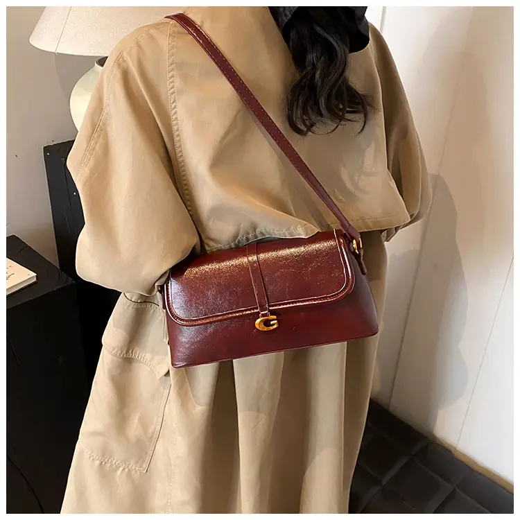 Soft Leather Square Bag for Women Brown Shoulder Crossbody — feature 24
