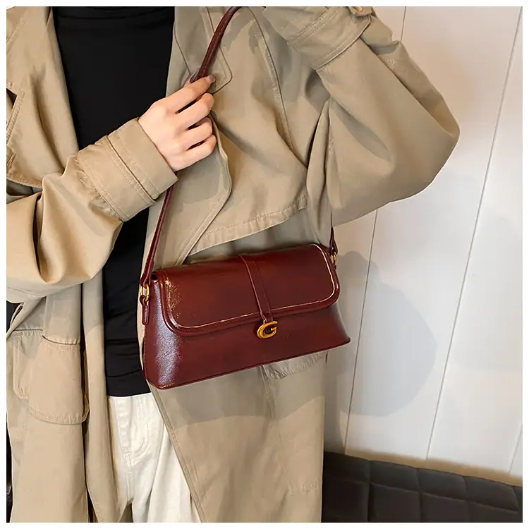 Soft Leather Square Bag for Women Brown Shoulder Crossbody — feature 26