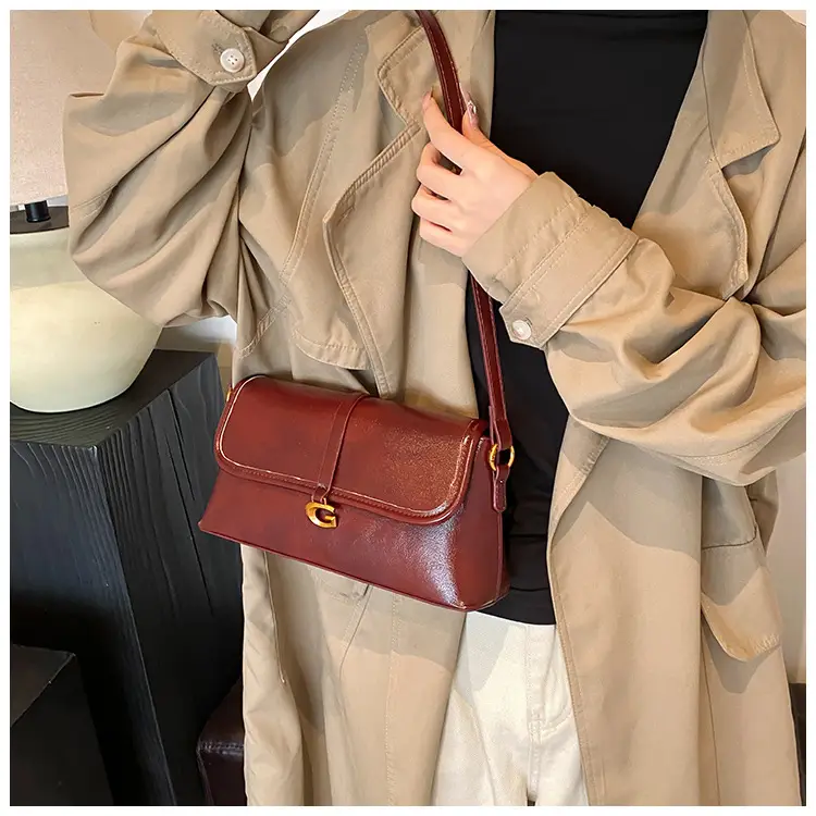 Soft Leather Square Bag for Women Brown Shoulder Crossbody — feature 27