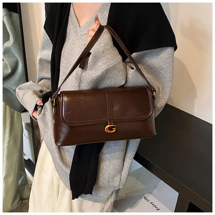 Soft Leather Square Bag for Women Brown Shoulder Crossbody — feature 28