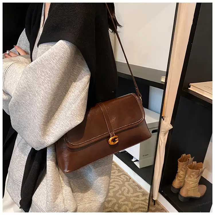 Soft Leather Square Bag for Women Brown Shoulder Crossbody — feature 29