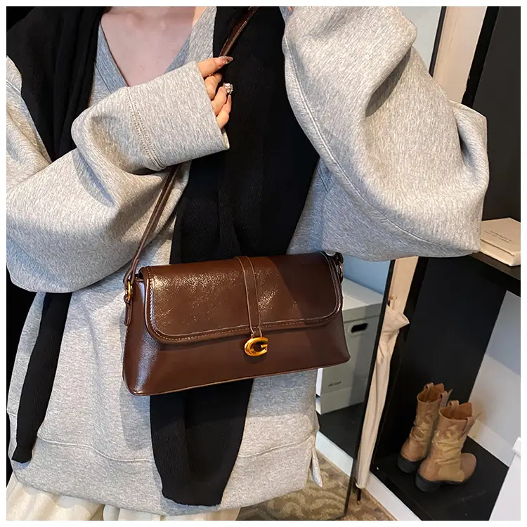 Soft Leather Square Bag for Women Brown Shoulder Crossbody — feature 30