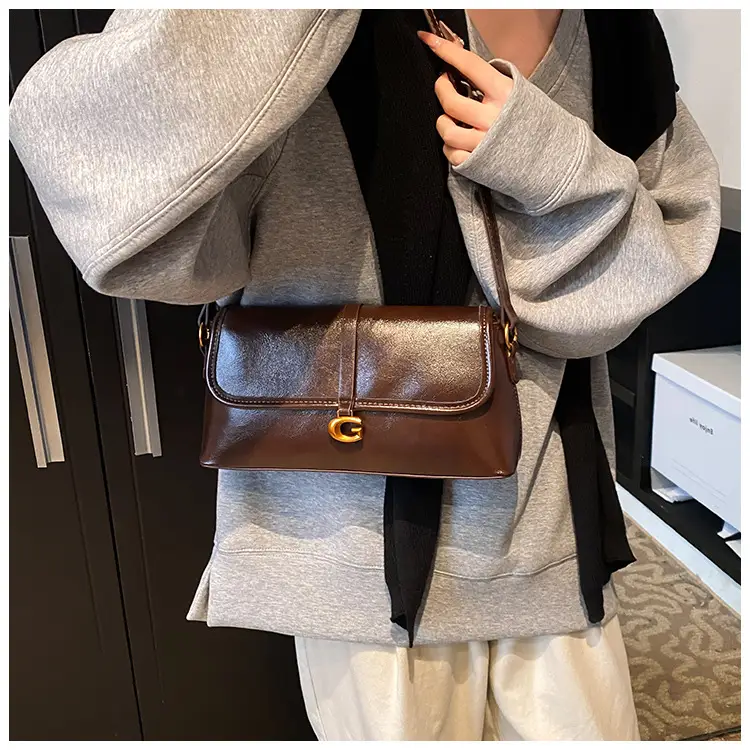 Soft Leather Square Bag for Women Brown Shoulder Crossbody — feature 31