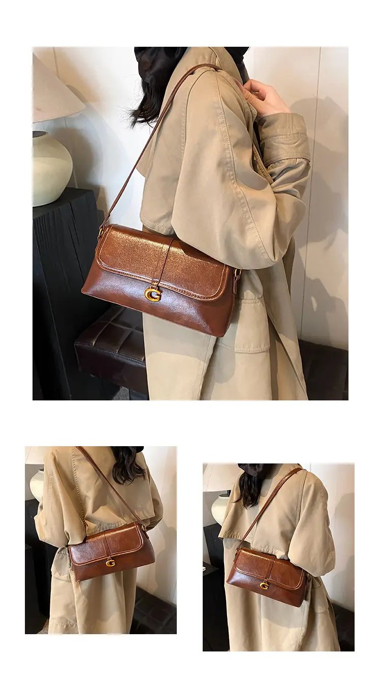 Soft Leather Square Bag for Women Brown Shoulder Crossbody — feature 6