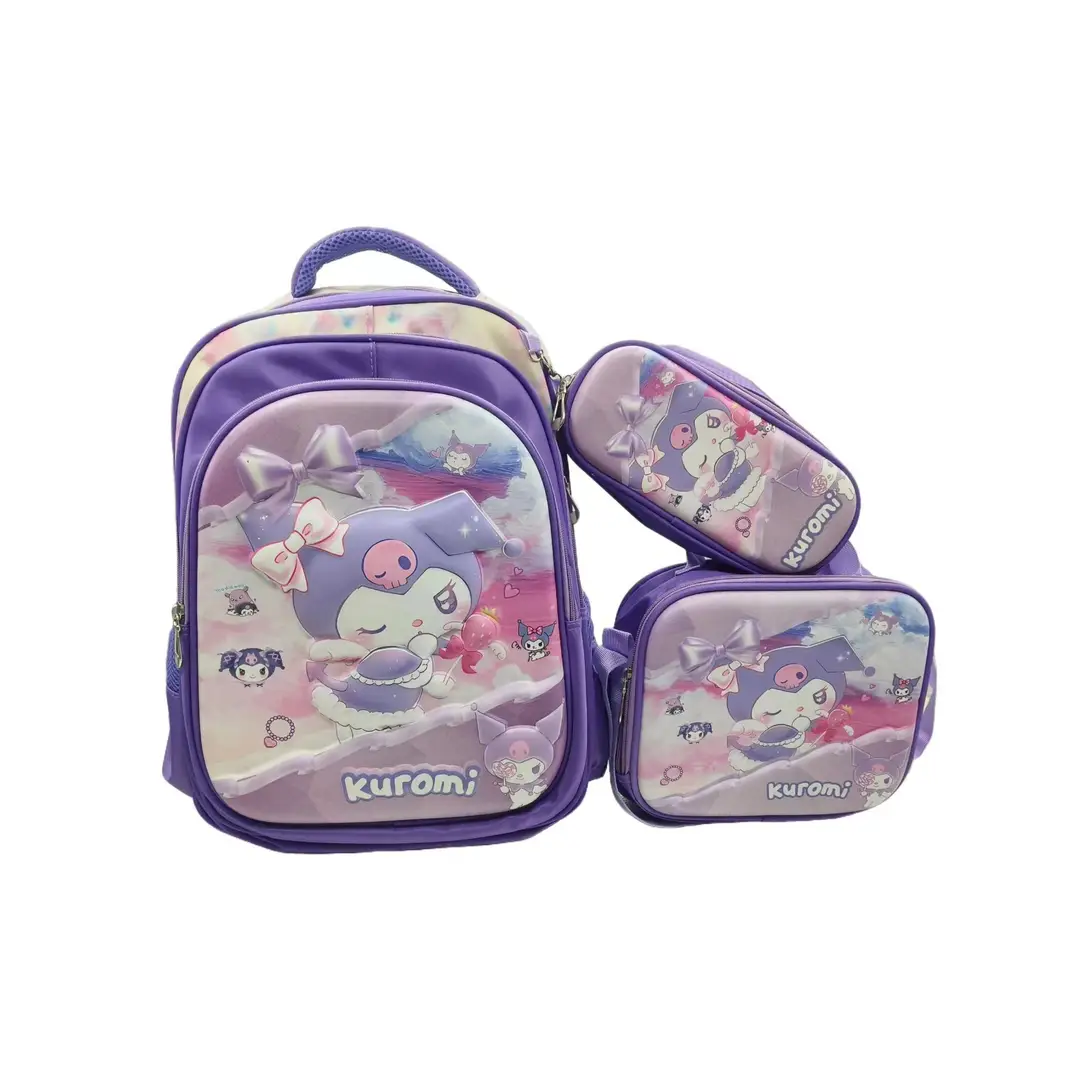 New concave-convex leather material primary school student pull-rod schoolbag 3~6 grade children's cartoon three-piece backpack in stock