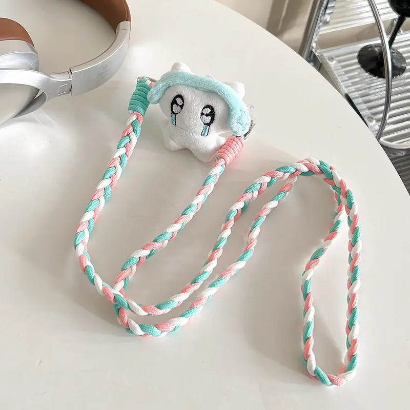 _0006_(背夹) 毛绒-耳机猫-编织绳-蓝色
