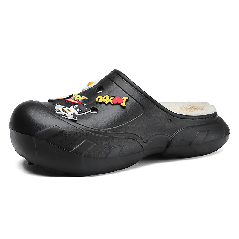 Cotton Slippers Men's Winter New Casual Outdoor Dung Feeling fleece-lined Thickened Warm Slip-on Slip-on Slippers
