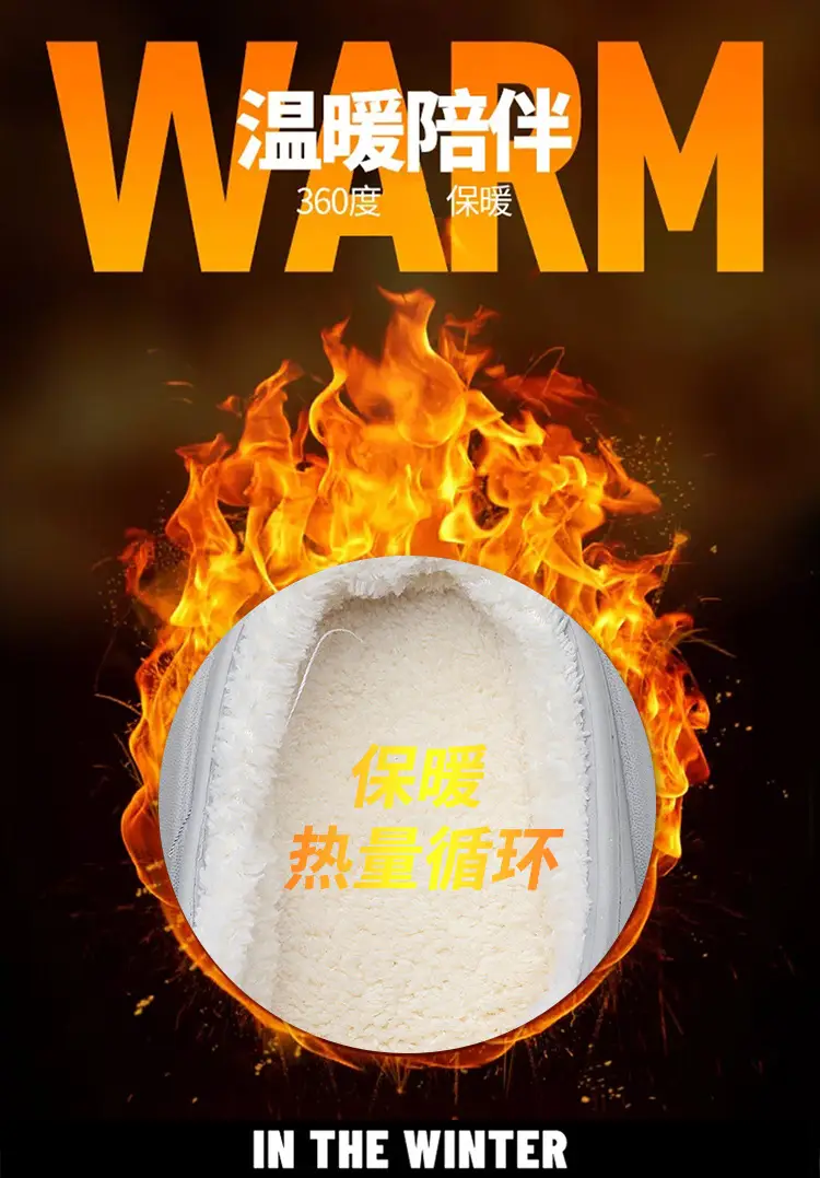 Cotton Slippers Men's Winter New Casual Outdoor Dung Feeling fleece-lined Thickened Warm Slip-on Slip-on Slippers — feature 1