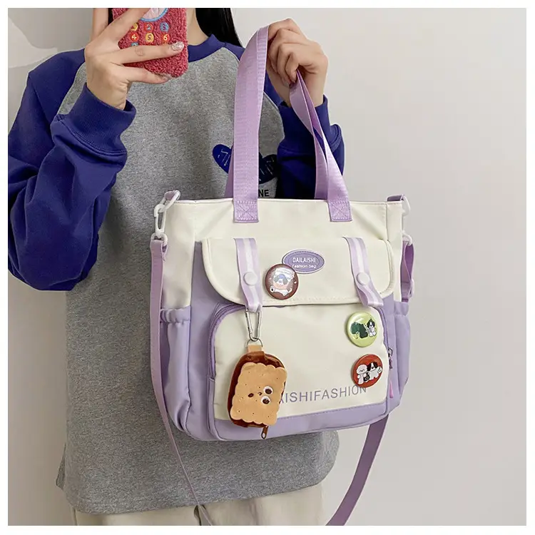Autumn Winter Student Tutoring Bag Nylon Large Capacity Shoulder Crossbody — feature 11