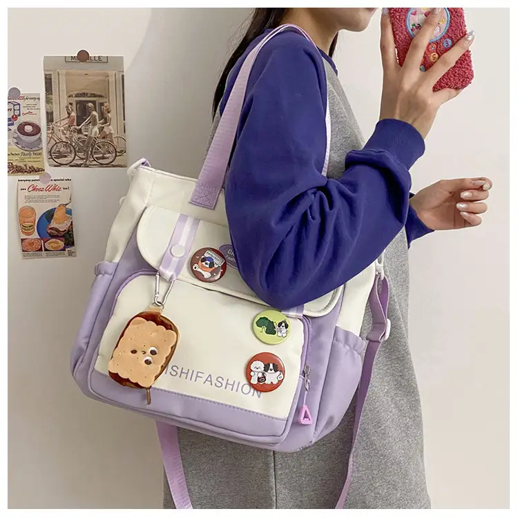 Autumn Winter Student Tutoring Bag Nylon Large Capacity Shoulder Crossbody — feature 12