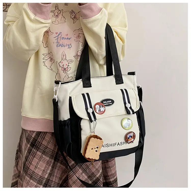 Autumn Winter Student Tutoring Bag Nylon Large Capacity Shoulder Crossbody — feature 14
