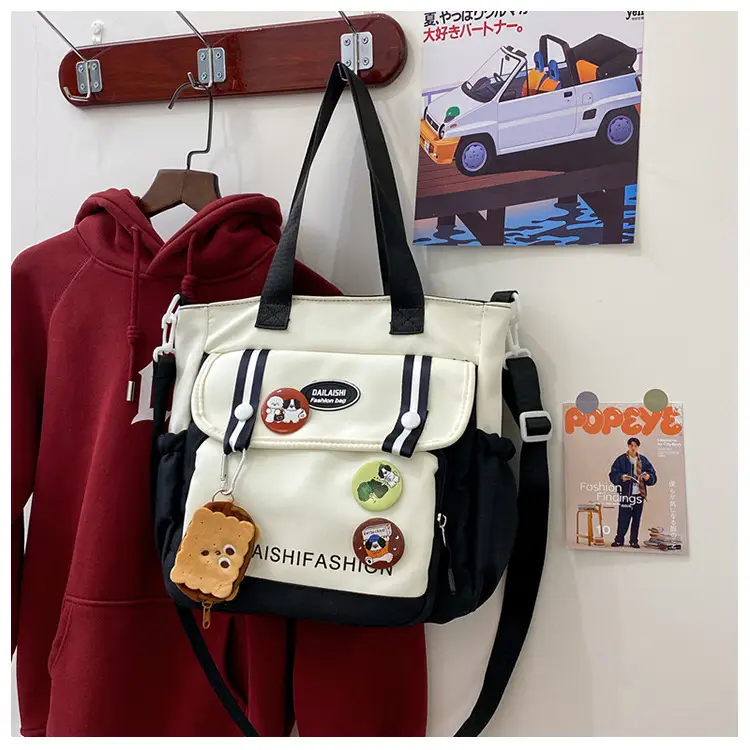Autumn Winter Student Tutoring Bag Nylon Large Capacity Shoulder Crossbody — feature 19