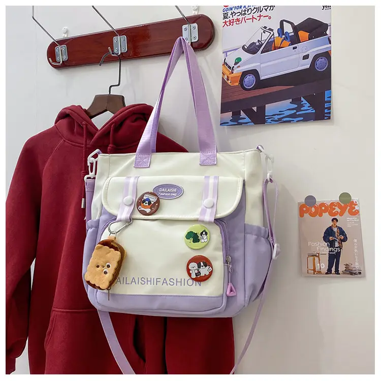 Autumn Winter Student Tutoring Bag Nylon Large Capacity Shoulder Crossbody — feature 20