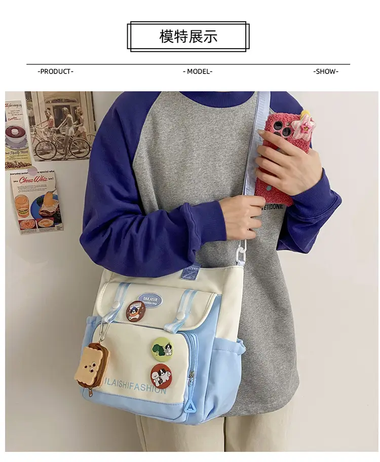 Autumn Winter Student Tutoring Bag Nylon Large Capacity Shoulder Crossbody — feature 4