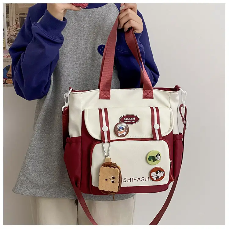 Autumn Winter Student Tutoring Bag Nylon Large Capacity Shoulder Crossbody — feature 8