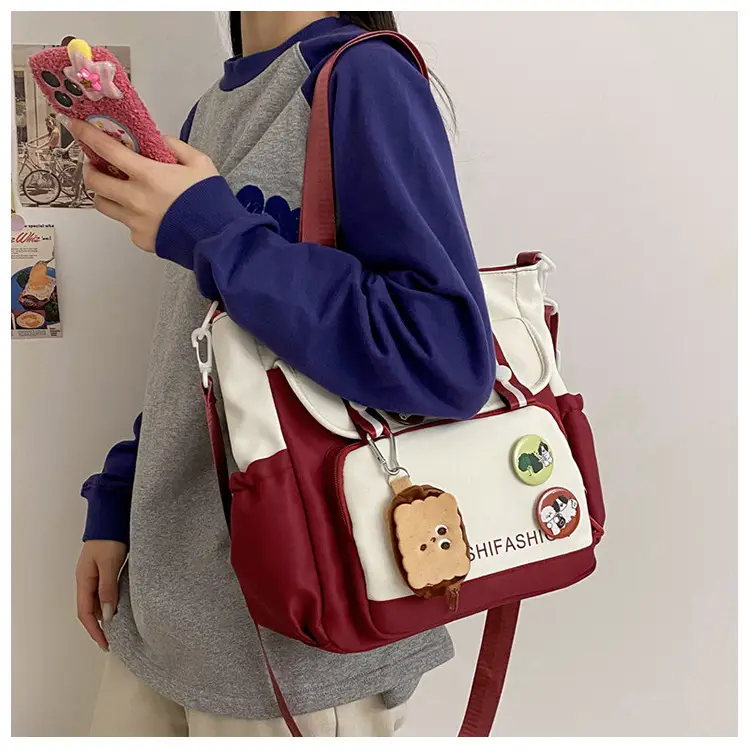 Autumn Winter Student Tutoring Bag Nylon Large Capacity Shoulder Crossbody — feature 9
