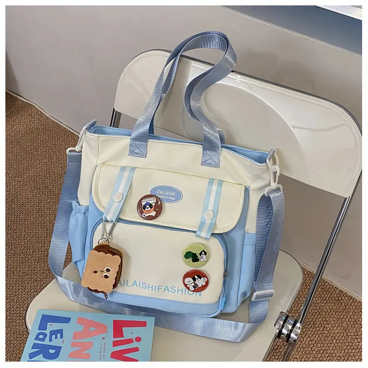 Autumn Winter Student Tutoring Bag Nylon Large Capacity Shoulder Crossbody - Image 3