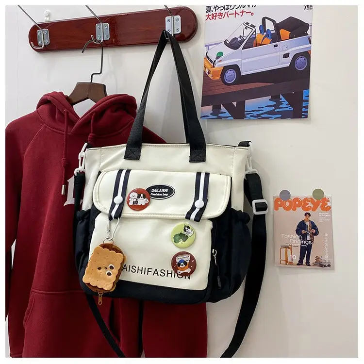 Autumn Winter Student Tutoring Bag Nylon Large Capacity Shoulder Crossbody - Image 6