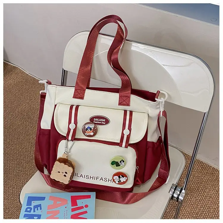 Autumn Winter Student Tutoring Bag Nylon Large Capacity Shoulder Crossbody - Image 8