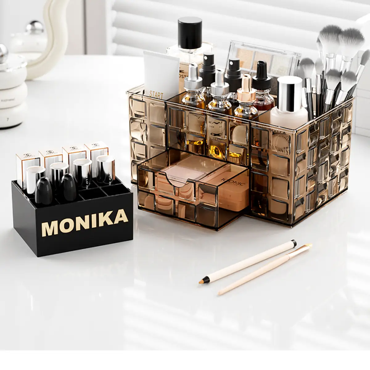 Luxury Makeup Storage Rack with Brush & Drawer — feature 11