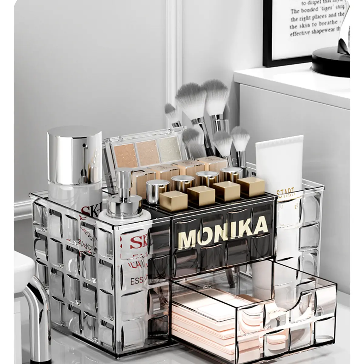 Luxury Makeup Storage Rack with Brush & Drawer — feature 20