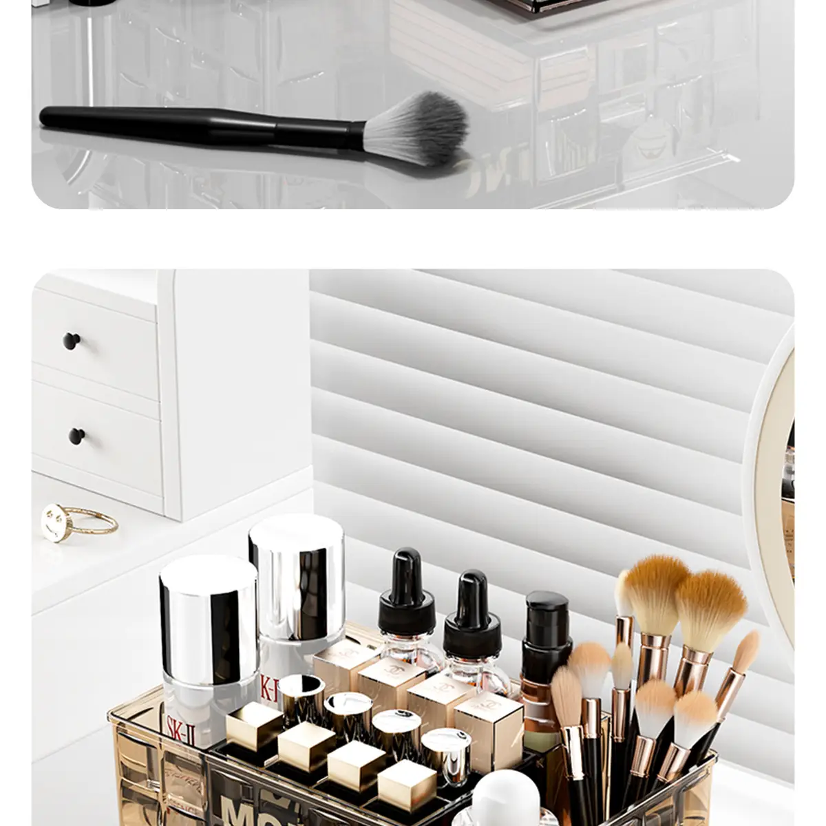 Luxury Makeup Storage Rack with Brush & Drawer — feature 21