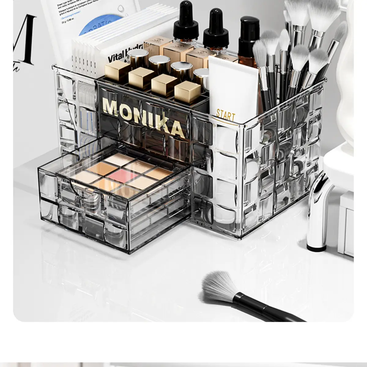 Luxury Makeup Storage Rack with Brush & Drawer — feature 6