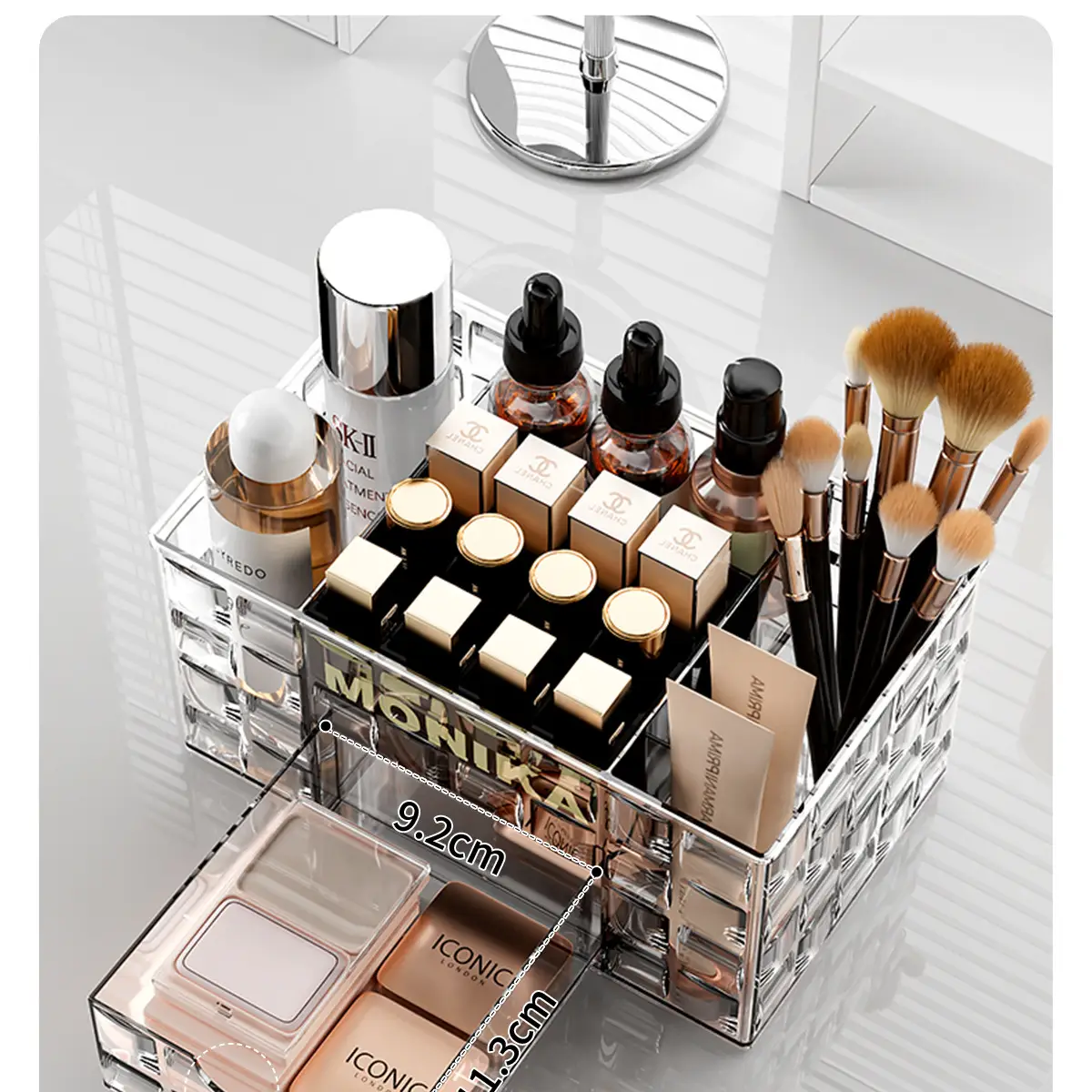 Luxury Makeup Storage Rack with Brush & Drawer — feature 9