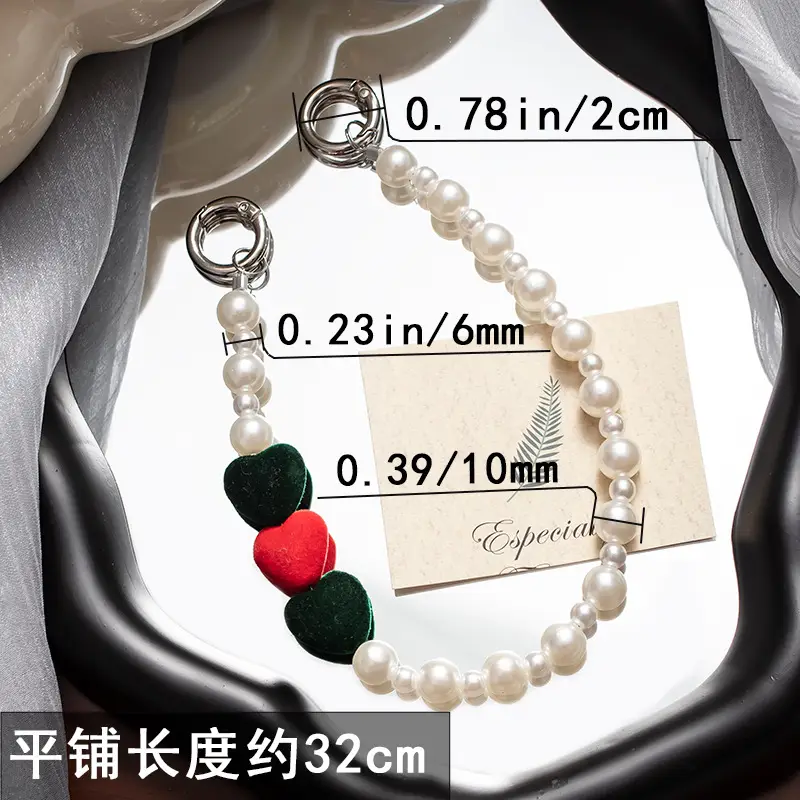 Pearl Heart Phone Strap with Heart Design - Image 16