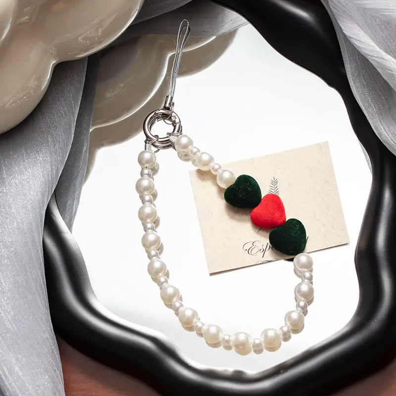 Pearl Heart Phone Strap with Heart Design - Image 17