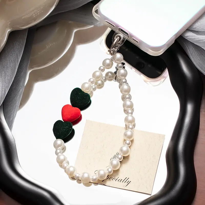 Pearl Heart Phone Strap with Heart Design - Image 18
