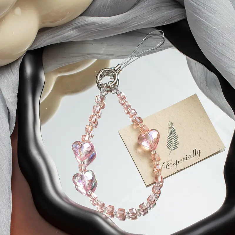 Pearl Heart Phone Strap with Heart Design - Image 7