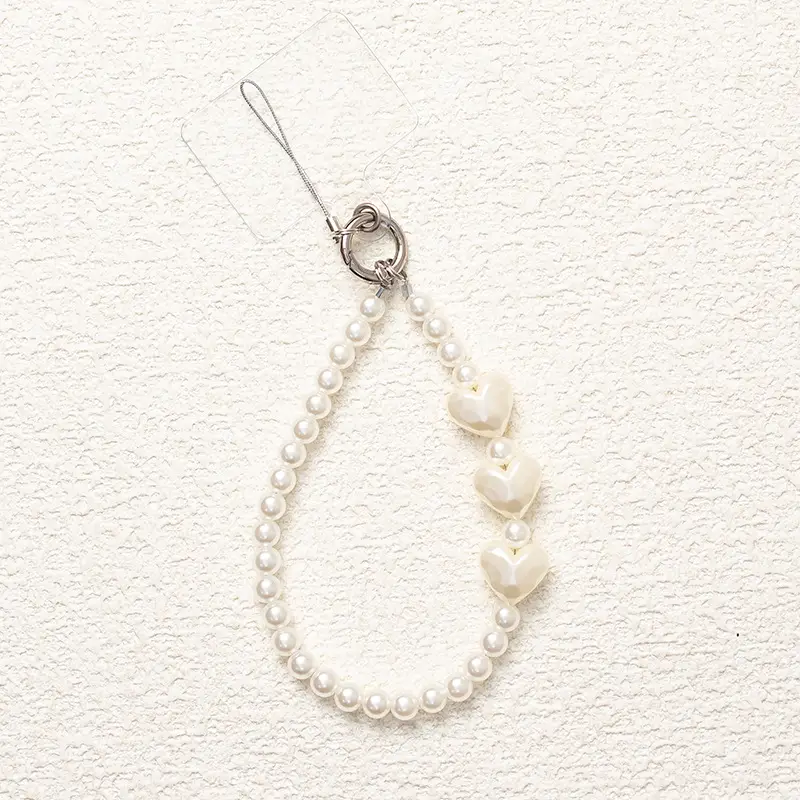 Pearl Heart Phone Strap with Heart Design - Image 8