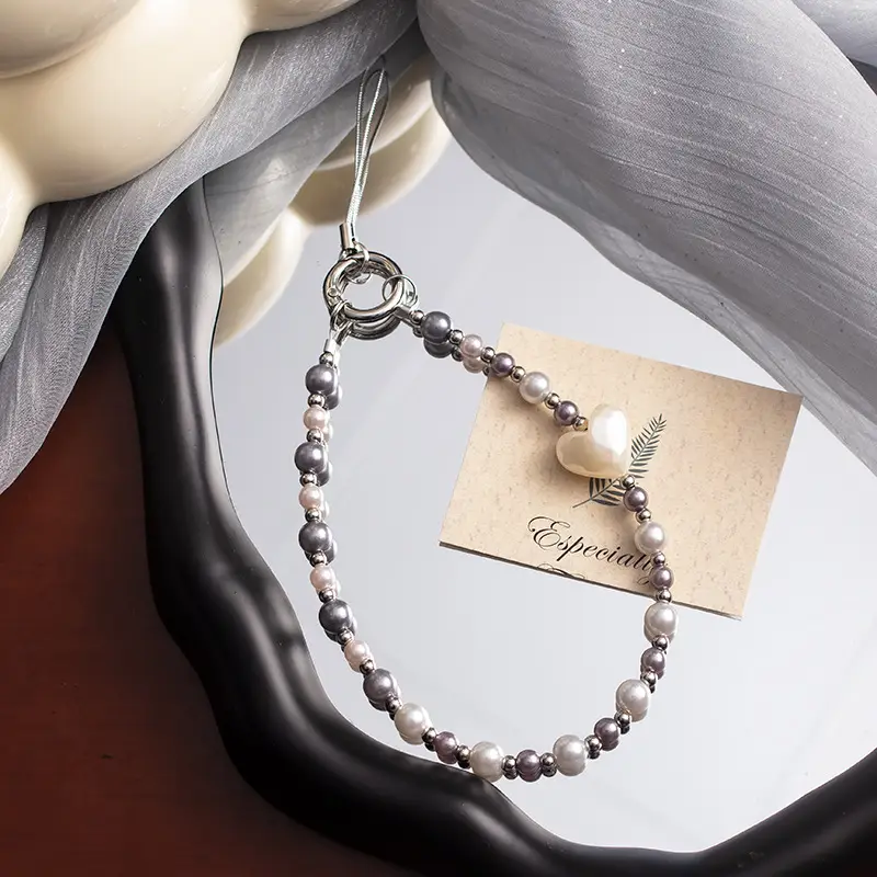 Pearl Heart Phone Strap with Heart Design - Image 12