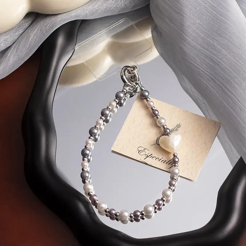 Pearl Heart Phone Strap with Heart Design - Image 13