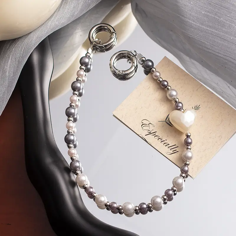 Pearl Heart Phone Strap with Heart Design - Image 14