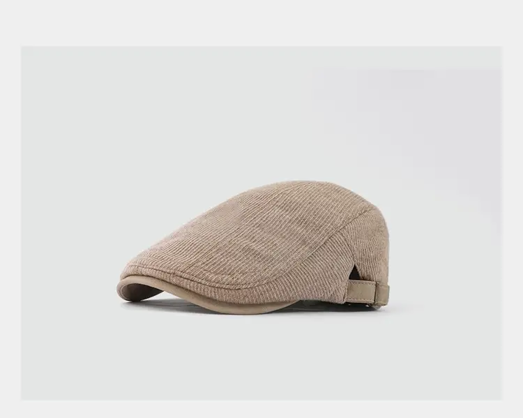 Women Vintage Corduroy Forward Cap Beige All Season — feature 10