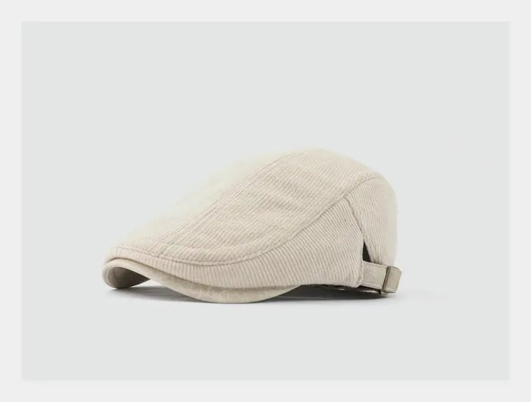 Women Vintage Corduroy Forward Cap Beige All Season — feature 9