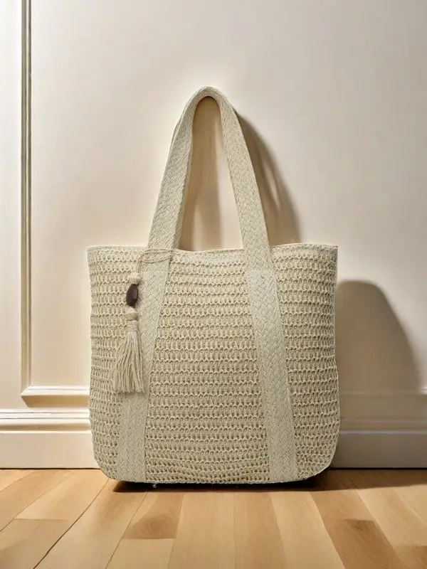 Green Woven Bucket Bag for Women Beach Travel