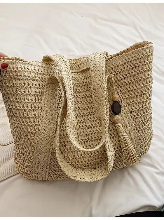 Green Woven Bucket Bag for Women Beach Travel