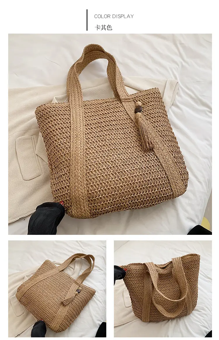 Green Woven Bucket Bag for Women Beach Travel — feature 11