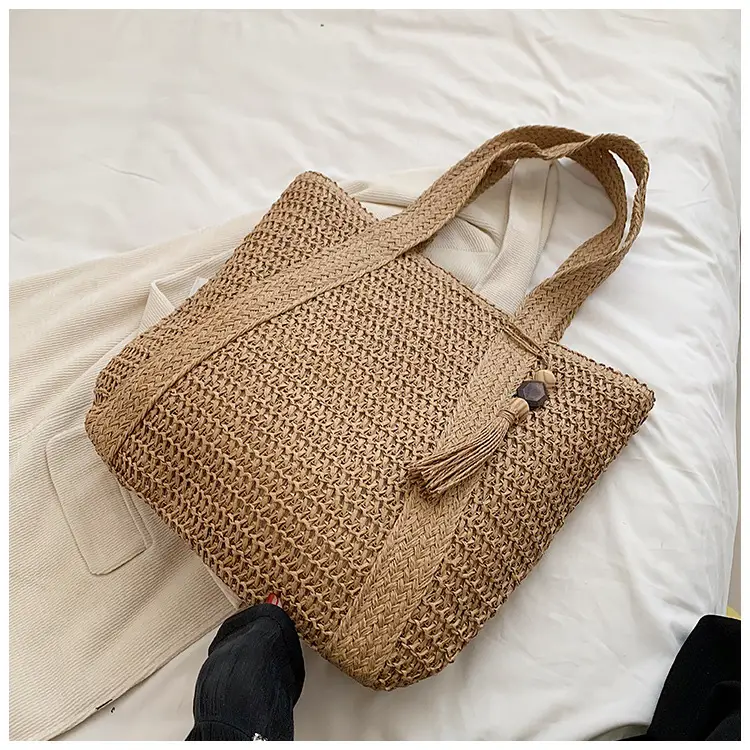 Green Woven Bucket Bag for Women Beach Travel