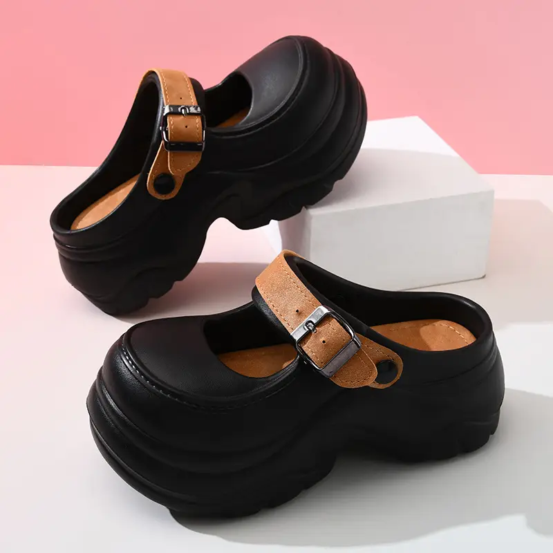 Increased Thick-Soled Eva Clogs for Women, Summer Breathable Sandals for Outer Wear, Non-Slip Mary Jane High-Bottom Wear-Resistant Toe-Cap Slippers - Image 8