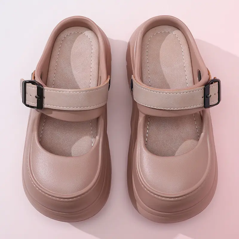 Increased Thick-Soled Eva Clogs for Women, Summer Breathable Sandals for Outer Wear, Non-Slip Mary Jane High-Bottom Wear-Resistant Toe-Cap Slippers - Image 4