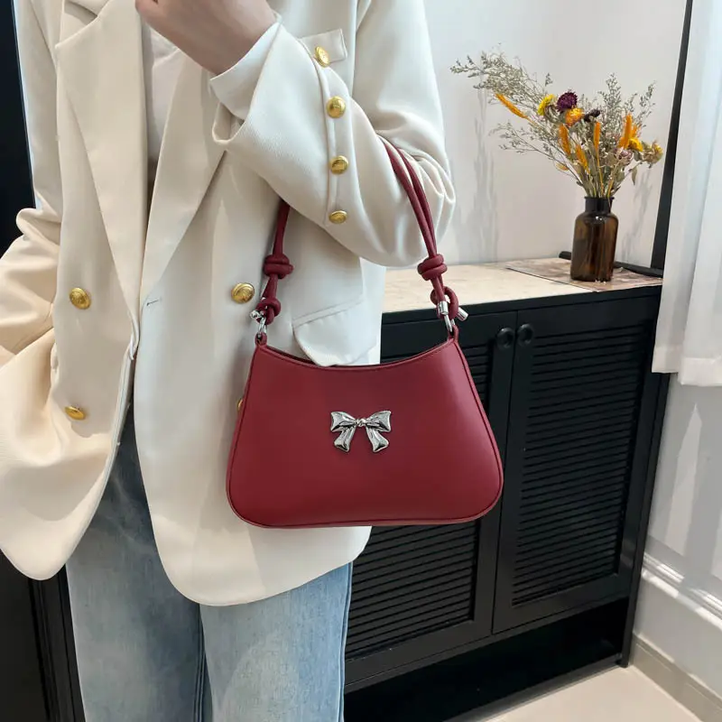 Women's White Bow Shoulder Bag 2024 New Commuter - Image 12