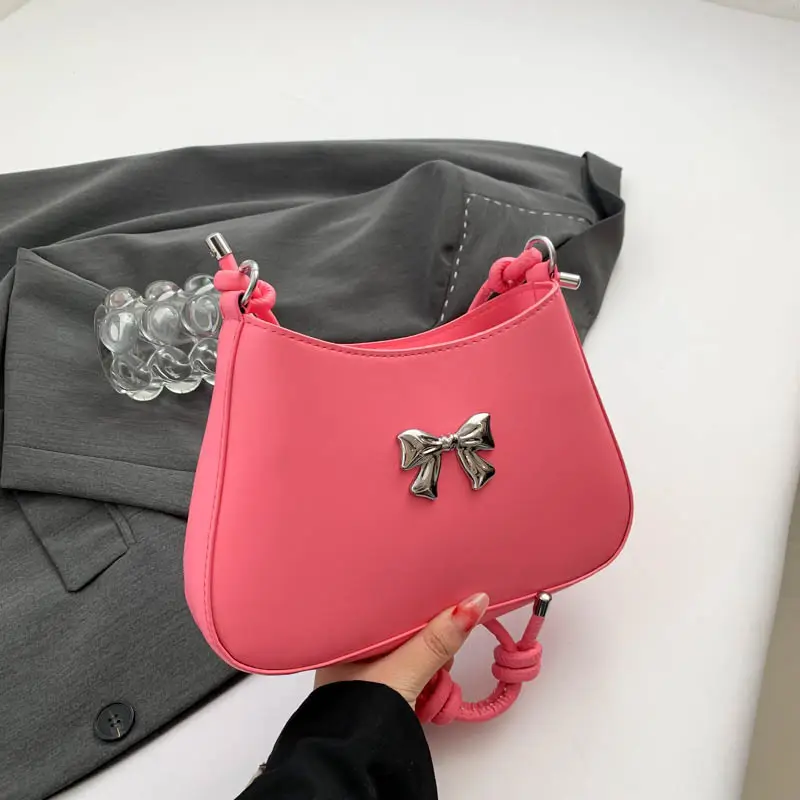 Women's White Bow Shoulder Bag 2024 New Commuter - Image 3