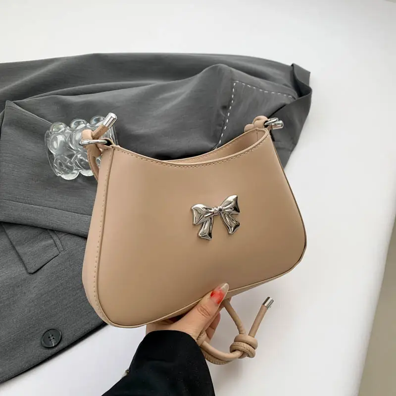 Women's White Bow Shoulder Bag 2024 New Commuter - Image 5