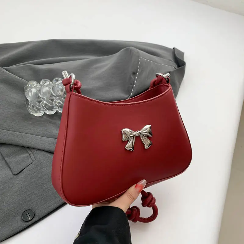 Women's White Bow Shoulder Bag 2024 New Commuter - Image 6