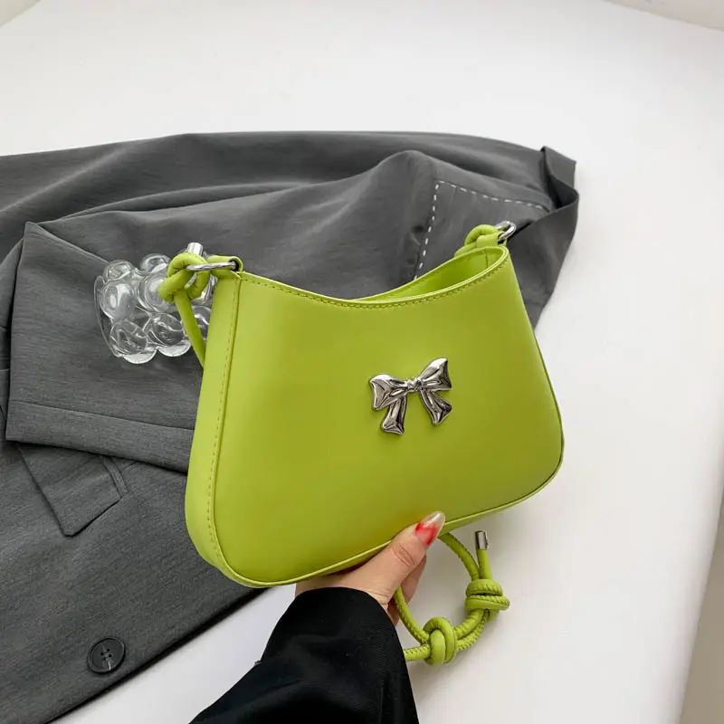 Women's White Bow Shoulder Bag 2024 New Commuter - Image 7
