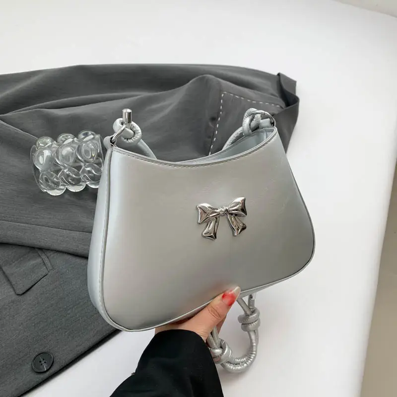 Women's White Bow Shoulder Bag 2024 New Commuter - Image 8